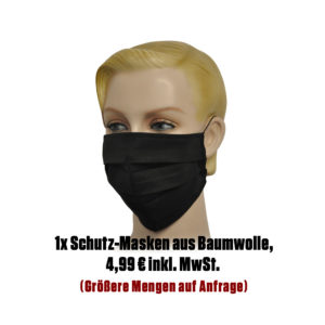 Falt-Schutz-Maske, 1 Stk. schwarz aus Baumwolle unbedruckt